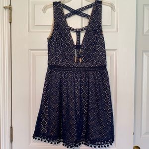 Petite Lacy navy dress